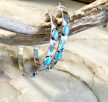 Load image into Gallery viewer, Turquoise Hoop Earrings