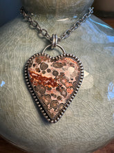 Load image into Gallery viewer, Leopard Jasper Heart Pendant