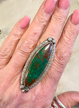 Load image into Gallery viewer, Chrysocolla Marquee Bling Ring