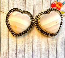 Load image into Gallery viewer, Pink Opalite Heart Stud Earrings