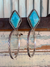 Load image into Gallery viewer, Kingman Turquoise Hoop Earrings