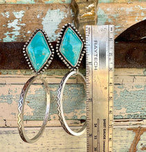 Load image into Gallery viewer, Kingman Turquoise Hoop Earrings