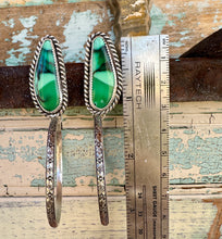 Load image into Gallery viewer, Emerald Rose Turquoise Hoop Earrings