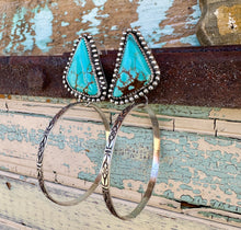 Load image into Gallery viewer, Kingman Turquoise Hoop Earrings