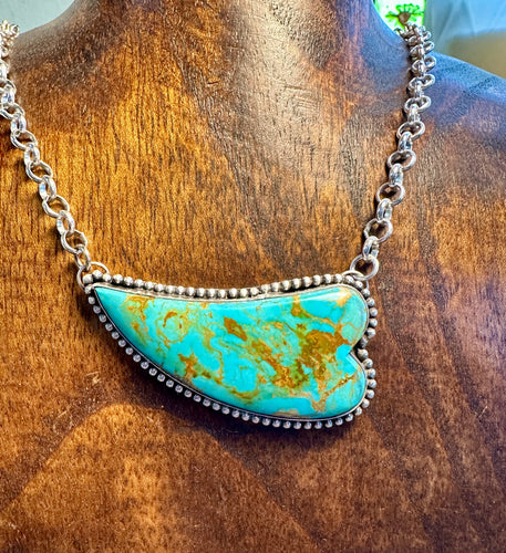 Turquoise Sideways Heart Necklace