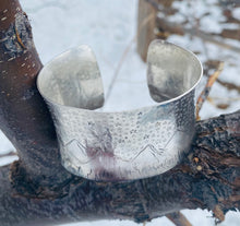 Load image into Gallery viewer, Sterling Silver Starry Night Mountain Cuff