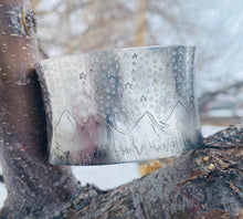 Load image into Gallery viewer, Sterling Silver Starry Night Mountain Cuff